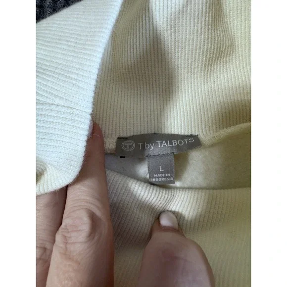 T by Talbots Women's Geometric Print Mock Neck Long Sleeve Knit Pullover Top L - Picture 2 of 8